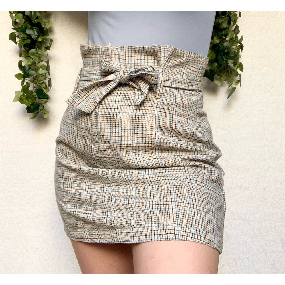 ILLA ILLA Plaid High Waisted Mini Skirt Women's Medium